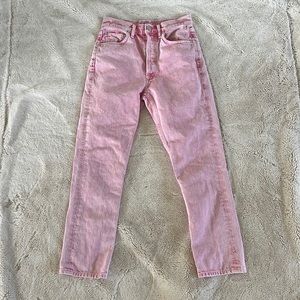 Agolde High Waisted Pink “Riley” Jeans Size 24 *Rare*